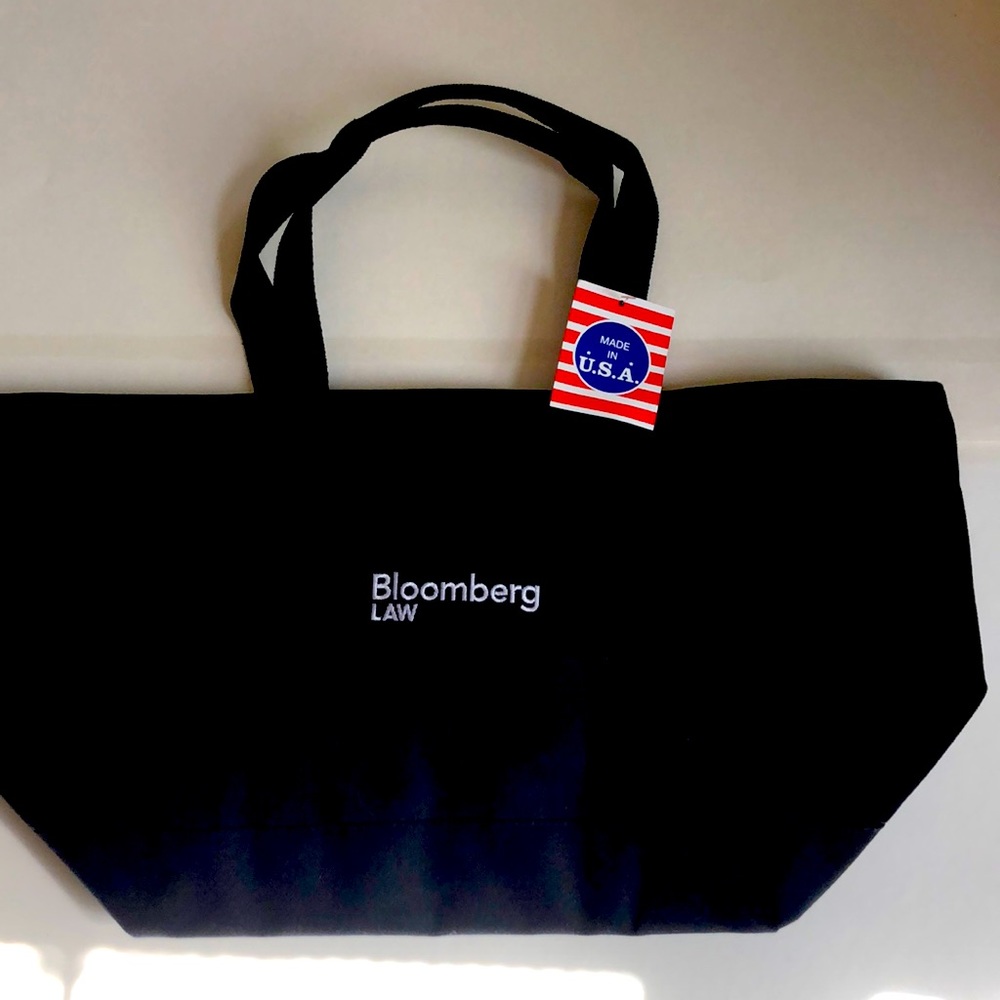 NWT Made in USA Bloomberg LAW/BNA Black Zipper Top Tote Bag